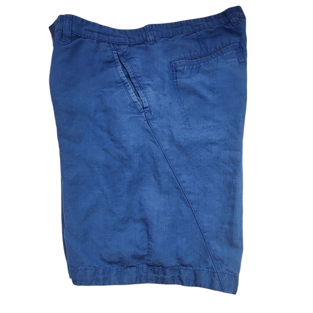 Cottonworld Linen Blend Shorts-Womens-Royal Blue-30 ins-Tailored Seam-Coastal - Picture 3 of 10